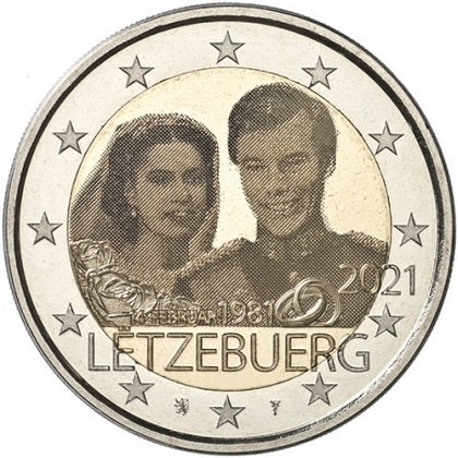 Luxemburg 2 € 40. Hochzeitstag Theresa und Henry 2021 (Hologramm-Version)