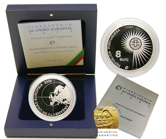 Portugal 8€ "Erweiterung der EU." Proof Silber 2004