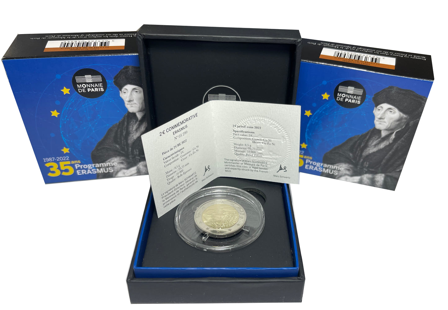 Frankreich 2 € 35 Jahre Erasmus-Programm 2022 Proof