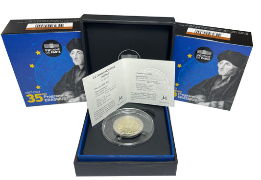 Frankreich 2 € 35 Jahre Erasmus-Programm 2022 Proof
