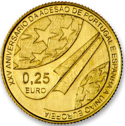 Portugal 1/4€ Gold 2011 XXV. Jahrestag. Beitritt Portugals und Spaniens