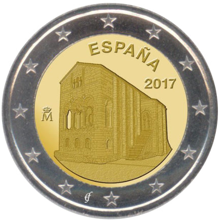 Spanien 2€ Kirche von Asturien - Oviedo 2017