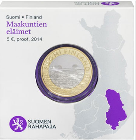 Finnland 5€ Savonia Proof Grebe 2014